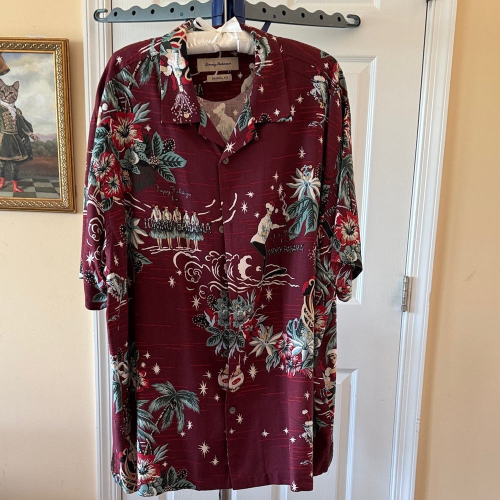Tommy Bahama Maroon Tropical Print Shirt